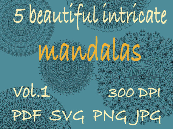 5 Beautiful Intricate Mandalas Vol 1