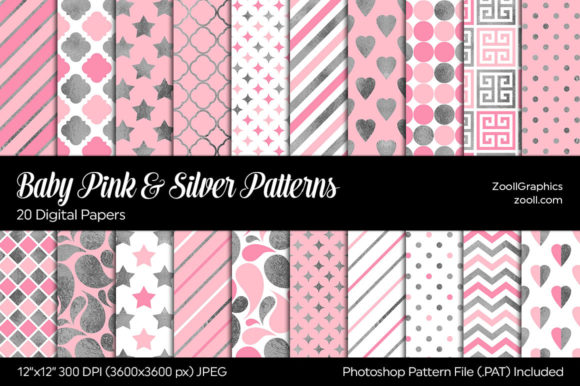 Baby Pink Silver Digital Papers: A Versatile Design Resource for Creatives and Professionals