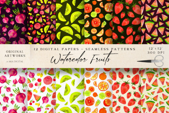 Fresh Watercolor Fruits Seamless Pattern for Creative Projects
