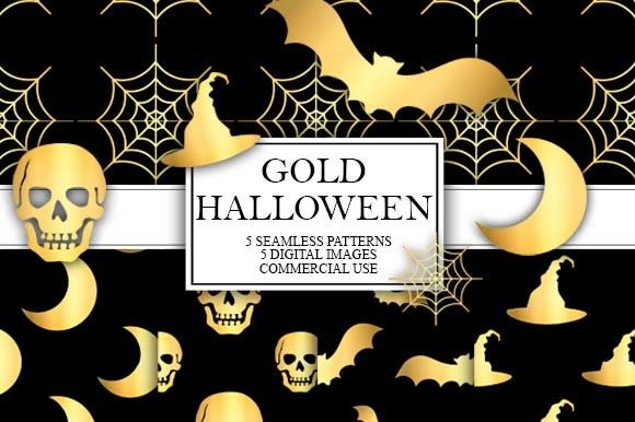 Gold Halloween Backgrounds and Clipart for Creative Projects