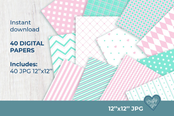 Pack of 40 Scrapbook Papers Pastel Color