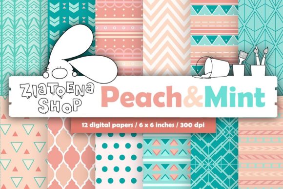 Peach Mint Digital Paper: Creative Design Solutions