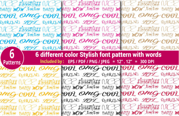 Stylish Font Pattern Set with Words